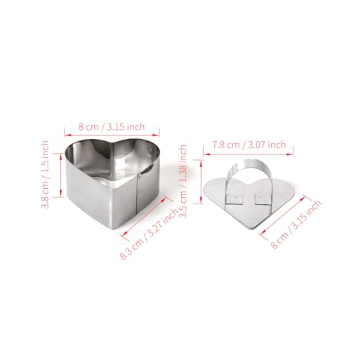 Heart Shaped Mousse Ring Set 4PCS with Pusher Stainless Steel Cake Mold for DIY Desserts Pastry Cheesecake Cookie Baking Tools(3.27 x 1.5Inch) - size: Heart