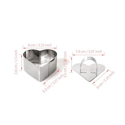 Heart Shaped Mousse Ring Set 4PCS with Pusher Stainless Steel Cake Mold for DIY Desserts Pastry Cheesecake Cookie Baking Tools(3.27 x 1.5Inch) - size: Heart
