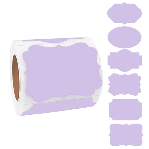 Purple Labels - 250 PCS 3" x 2" Fancy Shape Stickers for Storage Box or Food Jars - color: Purple, size: 2*3 inch