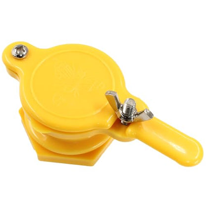 Honey Gate Valve,Bee Bottling Equipment Gate Valve, Plastic Honey Extractor Tap with Wing Nut and Gasket for Bucket Beekeeping Supplies,Yellow