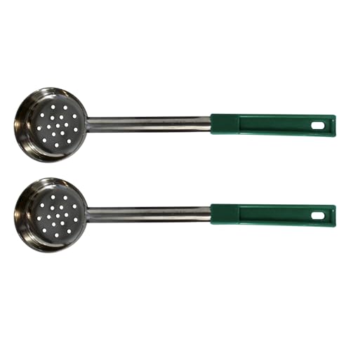 4 oz Slotted Stainless Steel Portion Control Ladle Spoon | Commercial-Grade Spoodle for Portioning & Draining - Pasta, Veggies & Buffet Service. Color-Coded by Size. Dishwasher Safe. - size: 4 Ounce Slotted