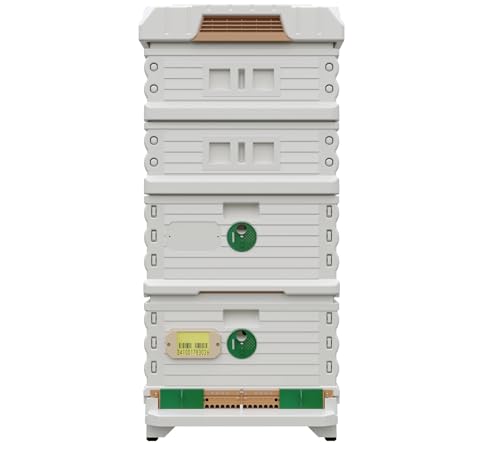 Apimaye Ergo Insulated 10 Frame Simplicity Honey & Brood 2 Deep 2 Medium Beehive Set (White Body Green Entrance)