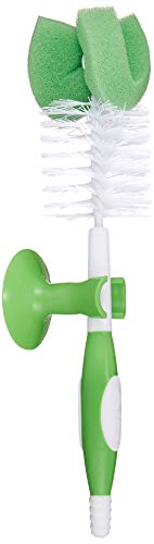 Amazon Brand - Mama Bear Baby Bottle Brush with Nipple Cleaner and Suction Cup Stand,White,3 Count (Pack of 12) - size: 3 Count (Pack of 12)
