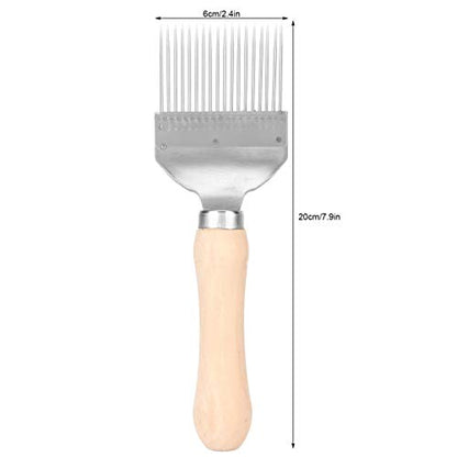 2pcs Bee Keeping Uncapping Fork, Stainless Steel Honey Comb Uncapping Fork Honeycomb Honey Scraper Wooden Handle Beekeeping Beekeeper Equipment Tool with 18 Tines for Beekeeping