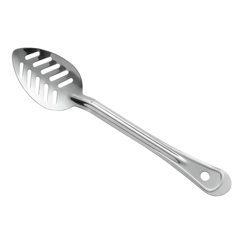 OCS Parts Professional Series Slotted Long Handle Cooking Spoon | Stainless Steel Stirring and Basting Spoon for Home and Commercial Kitchens | Perfectly Drains Liquid and Sauces - size: 11-Inch