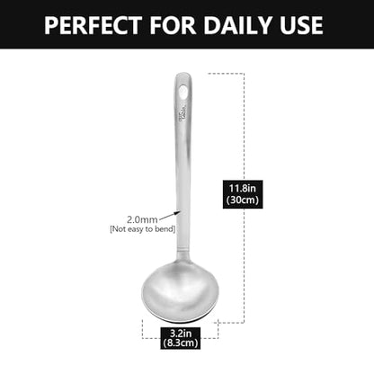 Stainless Steel Kitchen Ladle, Heavy Duty One-Piece Construction Cooking Ladle, Punch Soup and Stew Serving Ladles Scoop