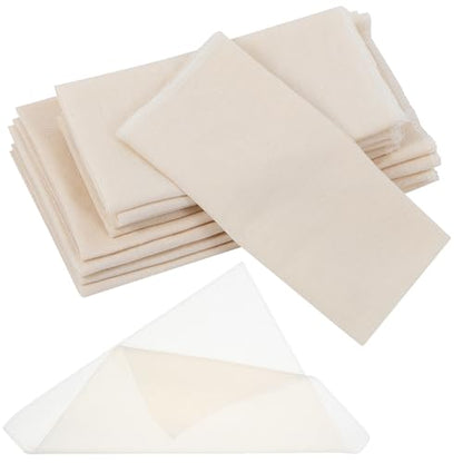 Veemoon 8 Pcs Reusable Cheese Cloths for Kitchen Straining and Filtration, Beige Gauze Material with Excellent Filtration, for Baking Mat for Pastries and Tofu Draining