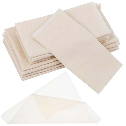 Veemoon 8 Pcs Reusable Cheese Cloths for Kitchen Straining and Filtration, Beige Gauze Material with Excellent Filtration, for Baking Mat for Pastries and Tofu Draining