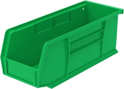 Akro-Mils 30224 AkroBins Plastic Storage Bins, Space-Saving Stackable Bins for Garage, Pantry, Craft Organization, 11" L x 4" W x 4" H, Green, 12-Pack - color: Green