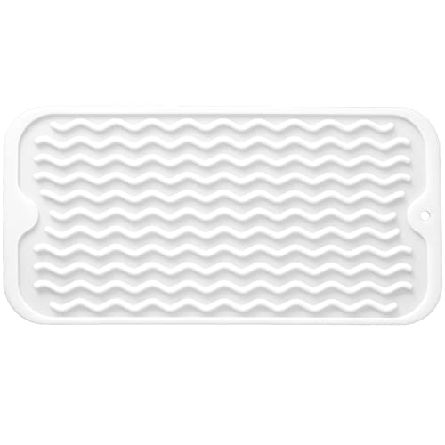 MicoYang Silicone Dish Drying Mat for Multiple Usage,Easy clean,Eco-friendly,Heat-resistant Silicone Mat for Kitchen Counter or Sink,Refrigerator or Drawer Liner White S 12 inches x 6 inches - color: White, size: 12"L x 6"W