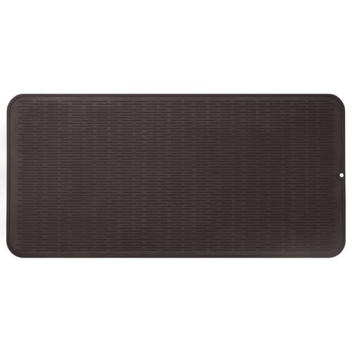 MicoYang Silicone Dish Drying Mat for Multiple Usage,Easy clean,Eco-friendly,Heat-resistant Silicone Mat for Kitchen Counter or Sink,Refrigerator or Drawer Liner Coffee 5XL 36inches x 18inches - color: Coffee, size: 36"L x 18"W