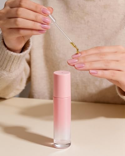 Worldgsb 4 Pack Essential Oil Roller Bottles, 10ml Refillable Glass Roller Bottles with Stainless Steel Roller Balls and Caps for Travel, Perfume and Lip Gloss Pink Gradient - color: Pink-Gradient, style: 4 Pack