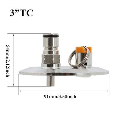 Tri Clamp 3"/4" End Cap With Gas Ball Lock Post & PRV (17 PSI) – Dry Hopper Kit for Homebrew Conical Fermenter(3"TC) - size: 3"TC