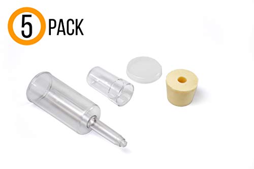 (5 Pack) Three-Piece Airlock and Drilled #6 Stopper Fermentation Beer Making Wine Making Kombucha Fits Gallon Jugs (5)