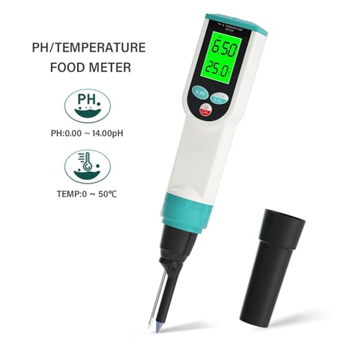 Portable Dough PH Test Pen, Digital Food PH Tester, with High Precision Sensitive Electrode, Large HD Screen, 0.00~14.00pH, Temperature 0~50℃, for Meat Canning Cheese Dough Water