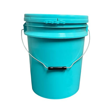 5-Gallon Aqua Food-Grade Bucket with Lid — BPA-Free, Heavy-Duty Plastic, Metal Handle with Grip, 1-Pack