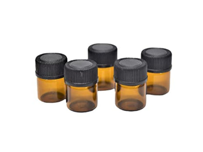 50Pack Set 1ML Amber Glass Bottle with Orifice Reducer and Cap Small Essential Oil Vials (1ML) - size: 1ML