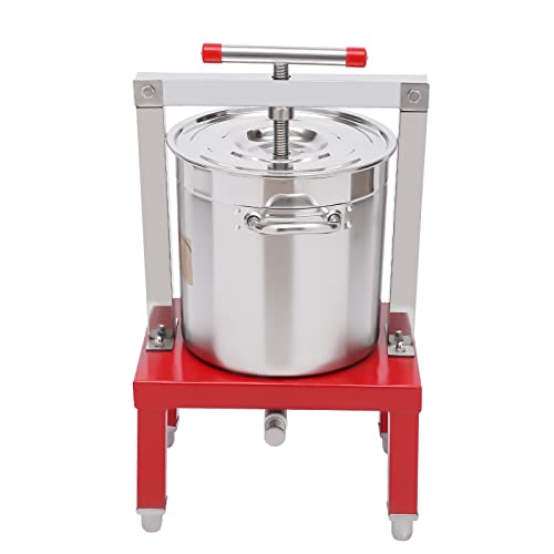 Fruit Wine Press, 13.25L/448 Oz Fruit Honey Presser Beeswax Extractor, Manual Juice Maker, Wine Making Equipment Manual Press Machine for Wine and Juice Making with Keg and Stainless Steel Strainer - size: 13.25L/448 Oz-Red
