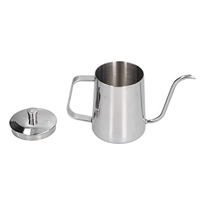 304 Stainless Steel Coffee Kettle, 600ml Gooseneck Pour Over Coffee Pot with Ergonomic Handle and Thermometer Hole, for Home Kitchen Brewing