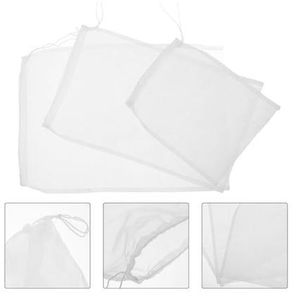 Mikinona 3 Pack Nut Milk Bags Reusable Fine Mesh Filter Bags with Drawstring for Juice Soy Milk Cold Brew Food Strainer 14.17X9.44 Inches
