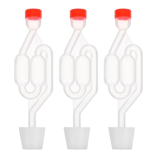 S-shape Twin Bubble Airlock with 6# Stopper 8mm Hole Fermentation Airlocks for Home Beer Brewing Wine Making and Pickling 3pcs Set