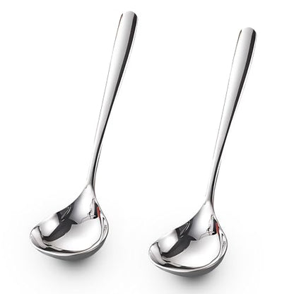 Comicfs 2 Pack Gravy Ladle, SUS 304 Stainless Steel Soup Ladle, Small Soup Ladles, Sauce Ladles, Small Serving Ladle, Solid Serving Spoon 8-Inch (Silver)