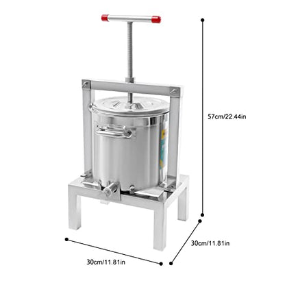 Fruit Wine Press, 2.6gal/10L Manual Juice Maker Stainless Steel Fruit Juicer Grape Apple Juice Extractor Large Capacity Apple Grapes Crusher Cider Tincture Vegetables Honey Olive Oil Press