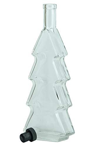 North Mountain Supply - CTB-CL 500ml Glass Christmas Tree Wine Bottle Cork Finish - Single Bottle with Black Tasting Cork - Clear