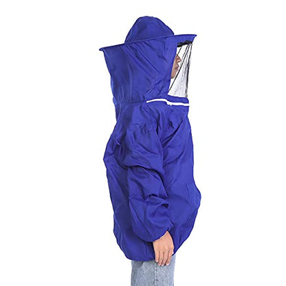 AYNEFY Beekeeper Suit Pink Polyester Beekeeping Jacket with Veil Hood Round Hat Design Elastic Cuffs Lightweight Protection for Apiary Inspection and Beginner Beekeepers (Blue)