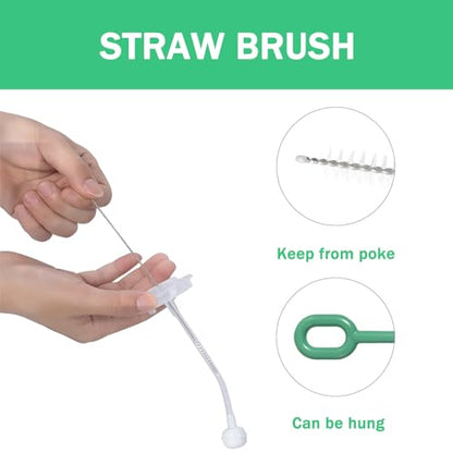 Travel Bottle Brush, 6-in-1 Portable Travel Bottle Cleaner Kit with Small Bottle Brush Built in Drying Rack, Nipple Brush, Straw Brush, Soap Dispenser, for Baby Bottles Under 8 OZ, BPA-Free(Green) - color: Green