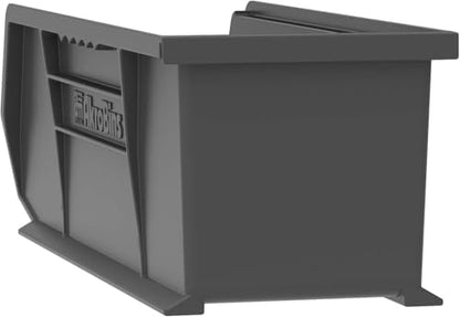 Akro-Mils 30234 AkroBins Plastic Storage Bins, Space-Saving Stackable Bins for Garage, Pantry, Craft Organization, 15" x 5" x 5", Black, 12-Pack - color: Black