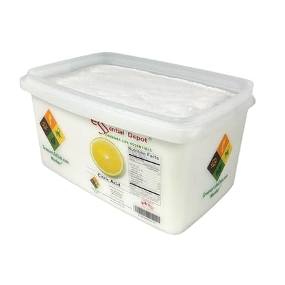 Essential Depot Citric Acid - 8 lbs - Anhydrous - Food Grade - Safety Sealed Wide Mouthed PP Container with Resealable Cap and Reattachable Handle
