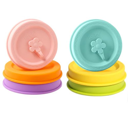 Silicone Mason Jar Lids with Straw Hole for Regular & Wide Mouth Jars | Regular and Wide Mouth Compatible, With Straw Hole, With Stopper,BPA Free,Dishwasher Safe - color: 6pcs-multi-color