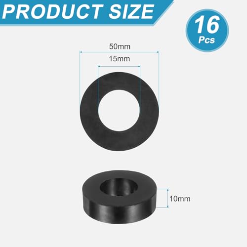 uxcell 16 Pcs Rubber Spacers 50mm OD x 15mm ID x 10mm Height Round Anti Vibration Spacer Rubber Bushing Grommets - size: 50mm OD x 15mm ID x 10mm Height