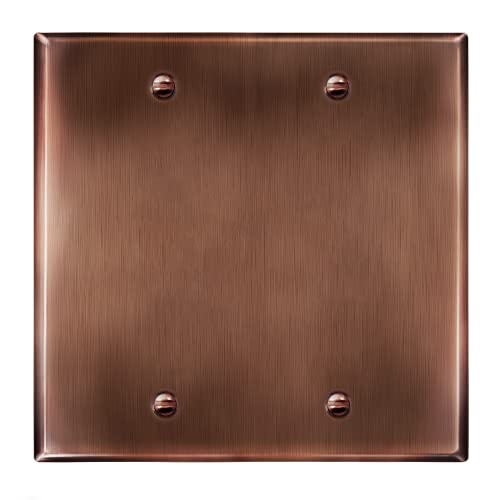 ENERLITES Blank Device Metal Wall Plate, Corrosion Resistant, Size 2-Gang 4.50" x 4.57", Stainless Steel 201, UL Listed, 7702-AC, Antique Copper - color: Antique Copper, size: 2 Gang