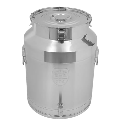 64L/16.9gal Milk Can with Spigot - 304 Stainless Steel Water Dispenser Food Storage Container for Liquid & Dry Goods, Wine Pail Bucket Metal Tote Jug for Kitchen, Farm - size: 64 liters (16.9 gallons)
