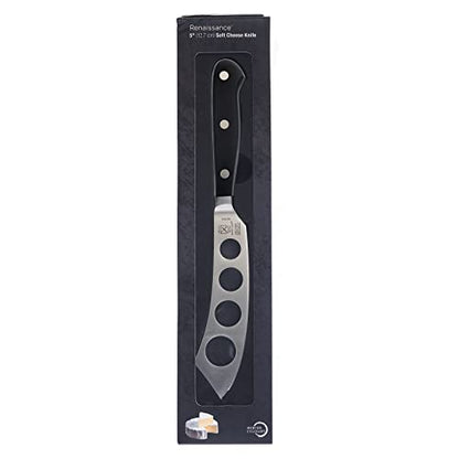 Mercer Culinary Renaissance Soft Cheese Knife, 5-Inch - color: Black Handle, size: 5-Inch Soft Cheese Knife