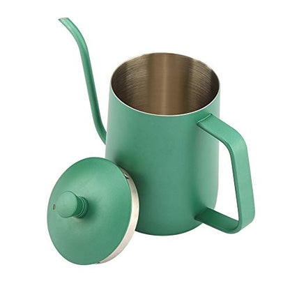ZJchao Stainless Steel Coffee Kettle Gooseneck Spout Teapot with Thermometer 600ml Large Capacity Precision Pouring Coating for Coffee Brewing Enthusiasts Black Pink Green (Green) - color: Green