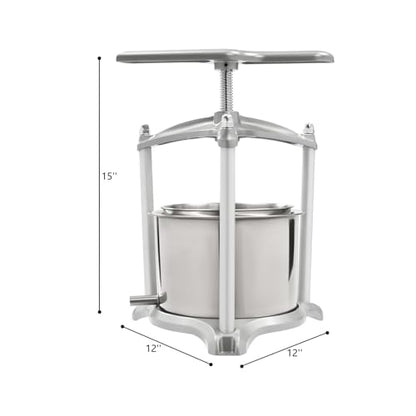 Fruit Wine Press 1 Gallon Stainless Steel Manual Juice Maker for Apple Grape Berry Vegetables Crusher Olive Oil Cider Wine Making Press Machine - color: 1 Gallon