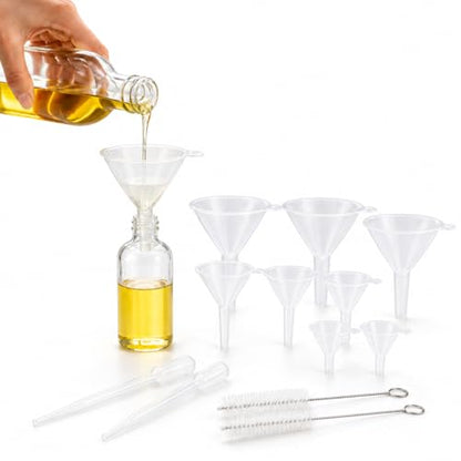Small Funnels for Filling Small Bottles, 9-Pack Food Grade Kitchen Funnel Set for Flask, Spices & Powder, Water Bottle Funnel with 304 Stainless Steel Cleaning Brush, Tiny Funnels Transfer Liquid - color: color1