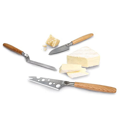 BOSKA 320220 3pc Set with European Oak Wood Handle, Life Collection Cheese Knife, Small - style: 3-Piece Cheese Knife Set
