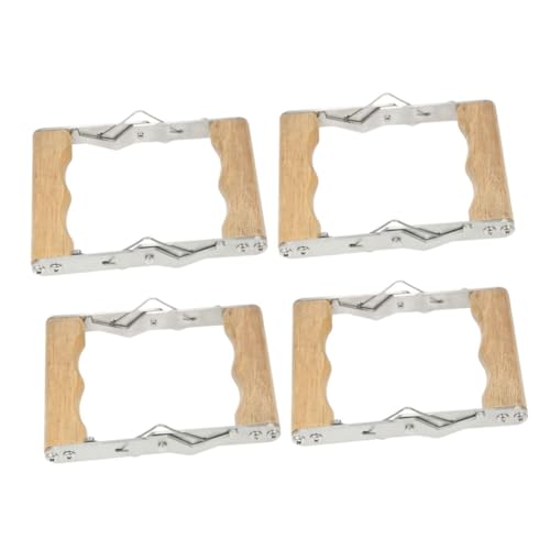 4pcs Stainless Steel Beekeeping Frame Gripper Clamp with Wood Handle Bee Hive Frame Holder Tool for Beekeepers Hive Inspection