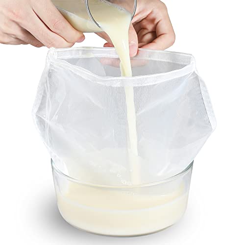 Nut Milk Bag for Straining - Reusable Fine BPA-Free Strainer, Cheesecloth Unbleached, Yogurt Strainer, Juice Filter & Cold Brew Coffee Filter, Washable Almond Strainer (12"X18", 2PCS) - size: 12"X18"