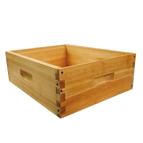 Unassembled 10-Frame Medium Beehive Box with Beeswax Dip - Standard Langstroth Super Box, Beekeeping Hive Parts (No Frames/Foundations), 19-7/8" L x 16-1/4" W