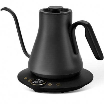 Cocinare Gooseneck Electric Kettle, ±1°F Precise Temperature Control, 1500W Fast Heating, Pour Over Coffee & Tea Kettle with Brew Timer & Keep Warm, Stainless Steel, 0.9L (Matte Black) - color: Matte Black