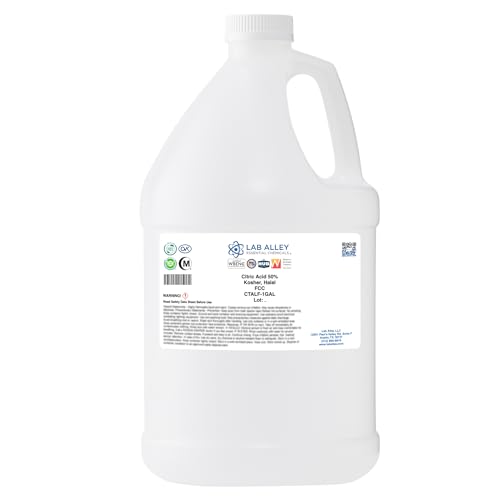 Lab Alley Citric Acid 50% Solution, FCC/Food Grade, Kosher Certified, Halal, GMO-Free, Great for Cooking and Cleaning - 1 Gallon - size: 1 Gallon