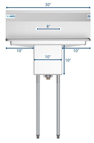KoolMore - SA101410-10B3 1 Compartment Stainless Steel NSF Commercial Kitchen Prep & Utility Sink with 2 Drainboards - Bowl Size 10" x 14" x 10", Silver - size: 2 Drainboards