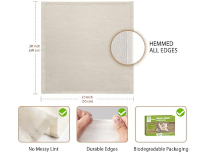 Organic Cheese Cloths, GOTS Certified, 4Pack, Grade 100,20x20Inch Hemmed Cheese Cloth Fabric Reusable Fine Mesh Cloth, 100% Cotton Unbleached Muslin Cheesecloth for Straining, Cooking, Butter,Tea,Tofu