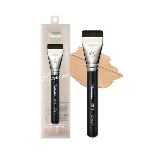 Piccasso Brush FB11 Spatula Brush – Professional Foundation Brush for Liquid Makeup, Flat and Soft Bristles for Seamless Application, Ideal for Liquid Foundation and Cream Face Makeup, Korean Product - color: Thin Flat
