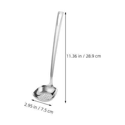 ULTECHNOVO Stainless Steel Soup Ladle 11.37In Slotted Kitchen Cooking Utensil with Non-Slip Handle for Serving Gravy Salad Dressing Pancakes and Chili Sauces